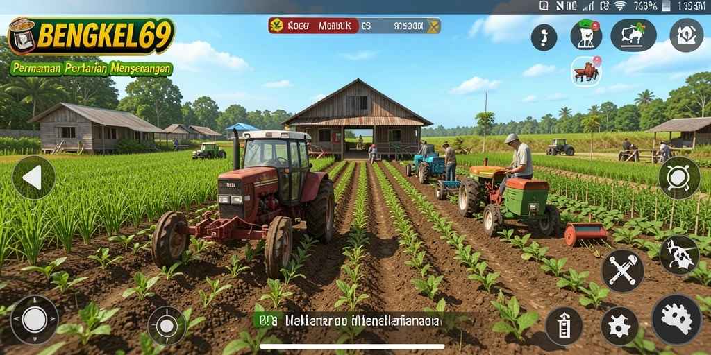 Tampilan permainan pertanian yang menarik dalam BENGKEL69.