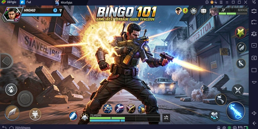 Screenshot menampilkan aksi seru dan intens dari gameplay BINGO101.
