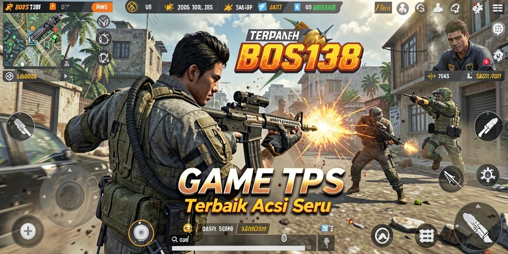 Screenshot utama BOS138 menampilkan aksi menegangkan dalam gameplay TPS.