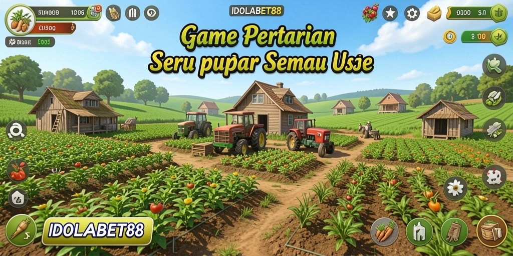 Tangkapan layar IDOLABET88 menampilkan gameplay pertanian yang seru dan interaktif.