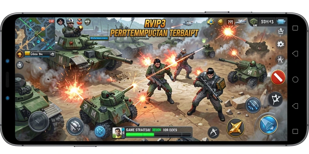 Tampilan gameplay RVIP3 dengan aksi pertempuran yang mendebarkan.