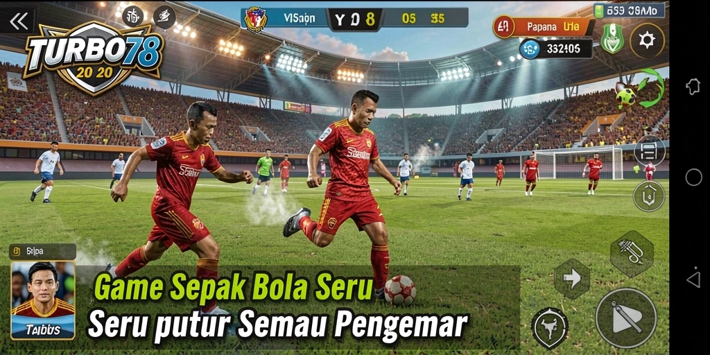 Screenshot gameplay TURBO78 yang menampilkan aksi sepak bola seru.