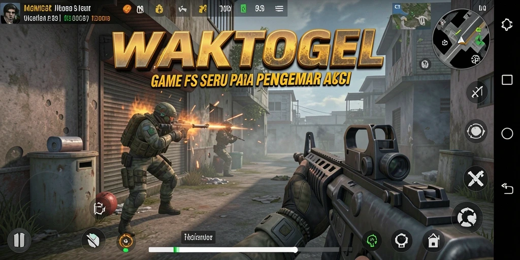 Tampilan gameplay WAKTOGEL yang mendebarkan dengan aksi tembak-menembak.